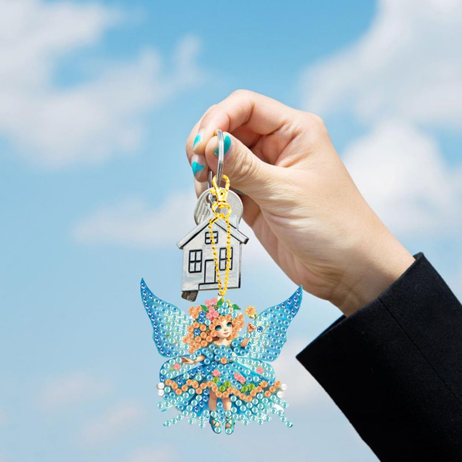 ARTopet 36Pcs DIY Diamond Art Painting Keychain Ornament Diamond Spring Handmade Keychains Hanging Pendant Double Sided Spot Drill