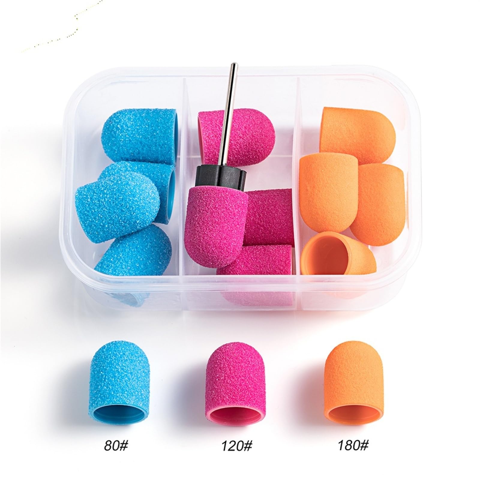 Tapa de lijado de uñas con broca de mandril de goma for manicura y pedicura, 15 Uds.(C-15pcs)