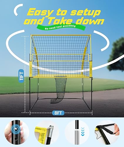 Miniatura 5 de Sistema de red de entrenamiento de voleibol, 7 alturas ajustables, estación de red de equipo de práctica, mejora las habilidades de servicio y picos