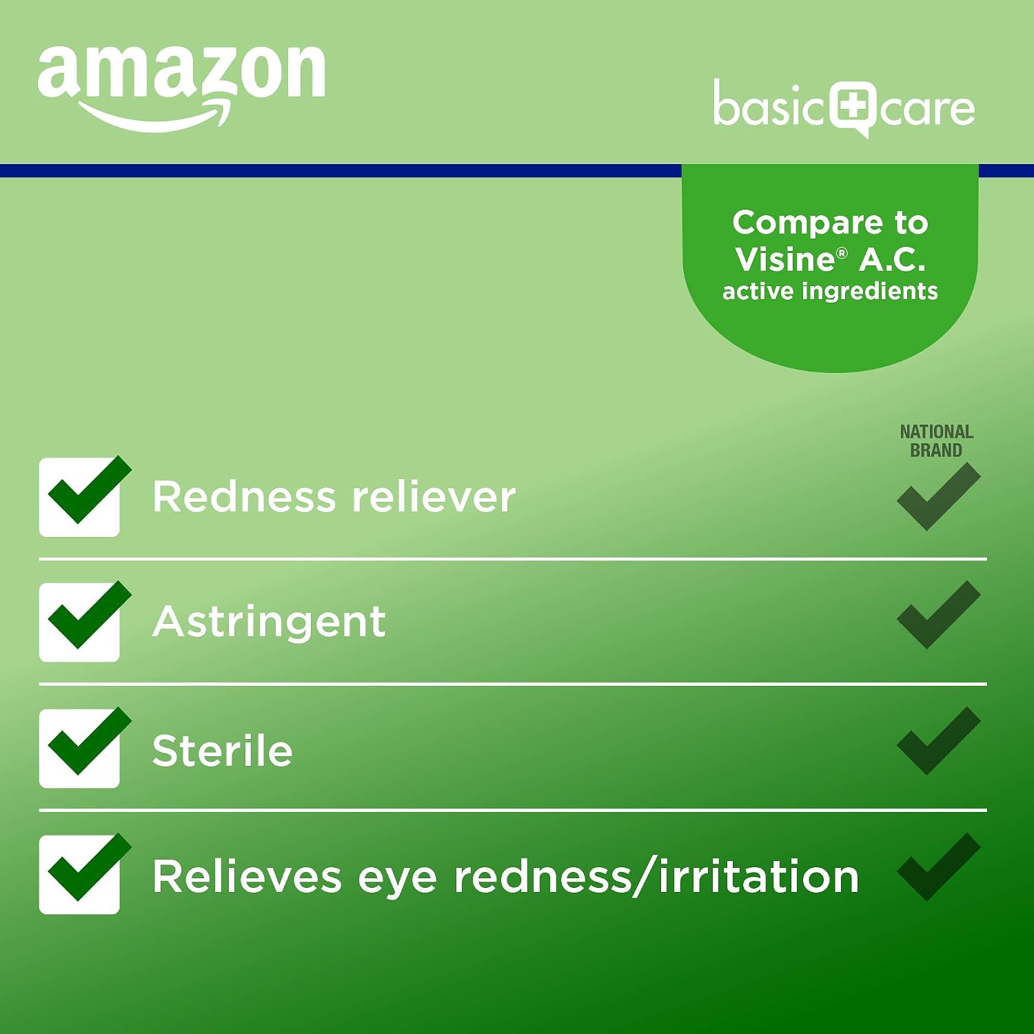 Amazon Basic Care Eye Drops, Astringent/Redness, Eye Irritation and Redness Reliever, 0.5 Fluid Ounces