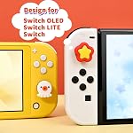 DLseego Thumb Grips Caps Design for Switch/Switch lite/Switch OLED Console, Soft Silicone Joycon Analog Controller Protective Anti-Slip Covers 4PCS Button Joy Con Joystick Caps - Yellow White