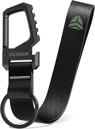 Dexnor Heavy Duty Carabiner Lanyard Keychain Strap for Keys and Everyday Carry Items, Bottle Opener Carabiner Clip Key Chain Keyring with Wrist Lanyard for Car Key Fob Organizer