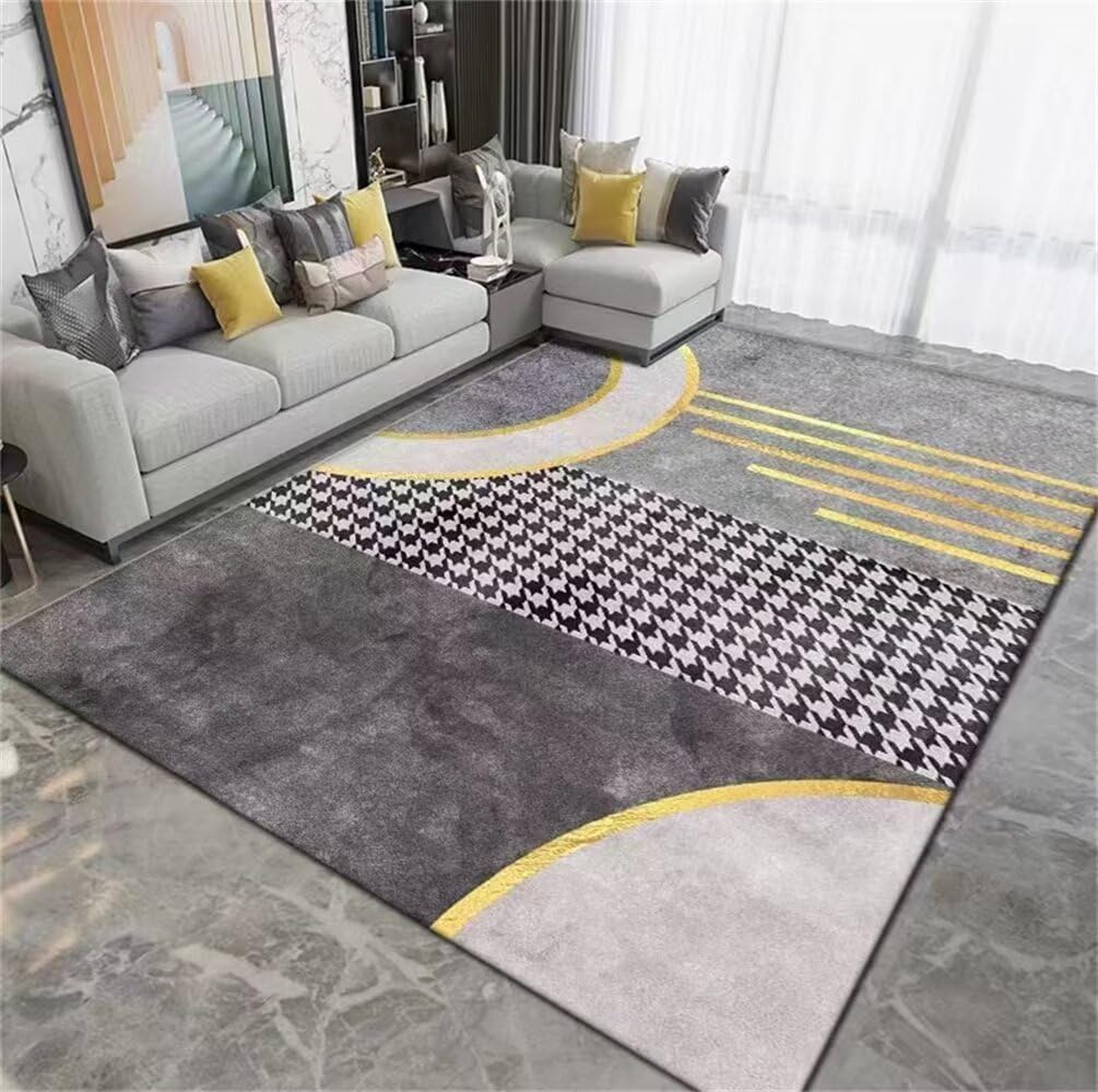 Tapis de couloir noir et gris géométrique pour un intérieur accueillant