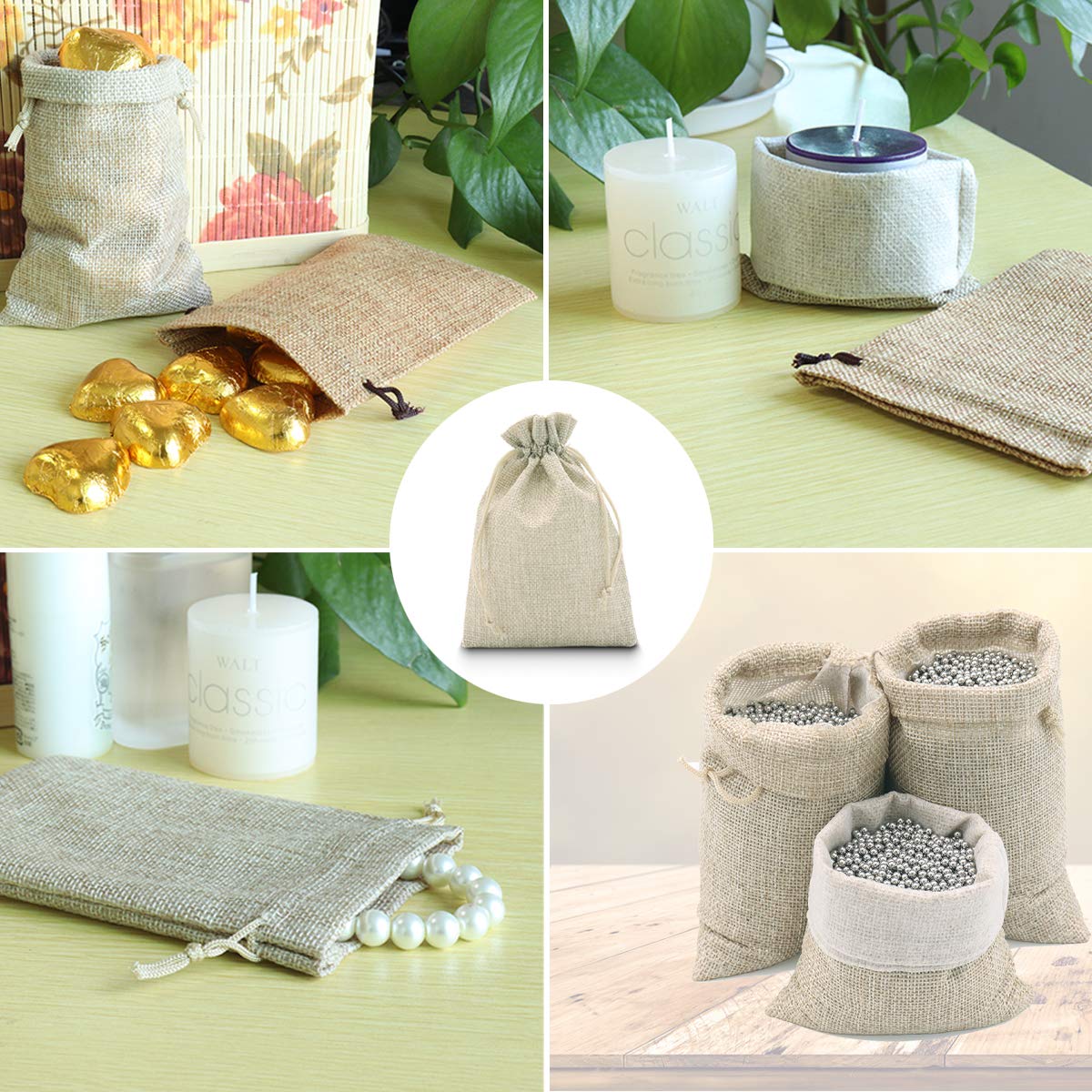 30PCS 10x15cm Bolsas de Yute, Bolsitas de Yute, Sacos de Yute, Bolsa de Arpillera con Cordón para Regalo, Joyeria, Calendario de Adviento, DIY, Bodas, Fiesta, Navidad(Color Primario)