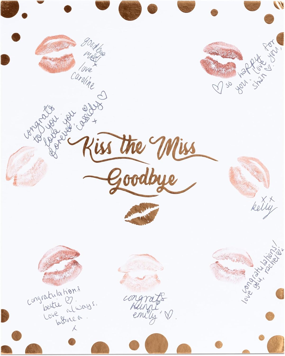 „Kiss The Miss“ Gästebuch Für Den Junggesellinnenabschied – Mit Roségoldener Folie & Stift