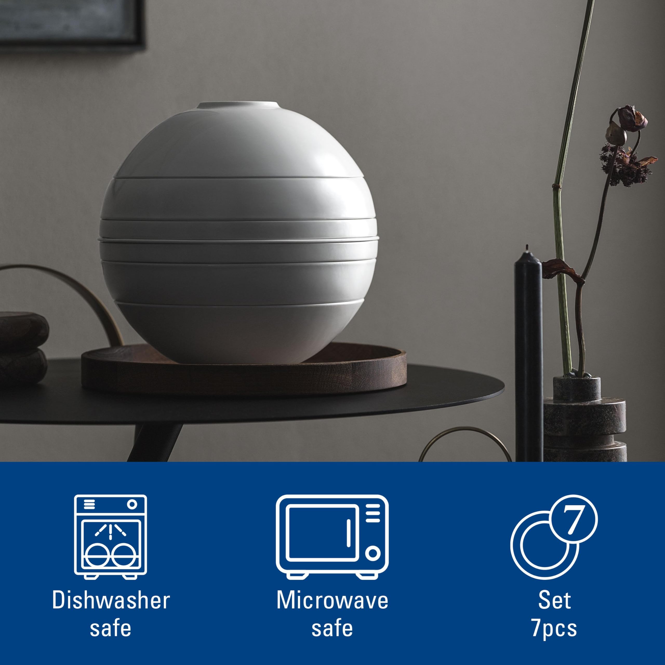 Villeroy & Boch – La Boule Dinner-Set Weiß, Spülmaschinenfest, Mikrowellensicher, Geschirr, Teller, Porzellan, Schale, Deko, Premium Porzellan
