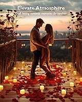 Vista 9 de Homemory 24 velas parpadeantes sin llama que funcionan con pilas, más de 200 horas de luces LED eléctricas falsas para decoración votiva, de mesa