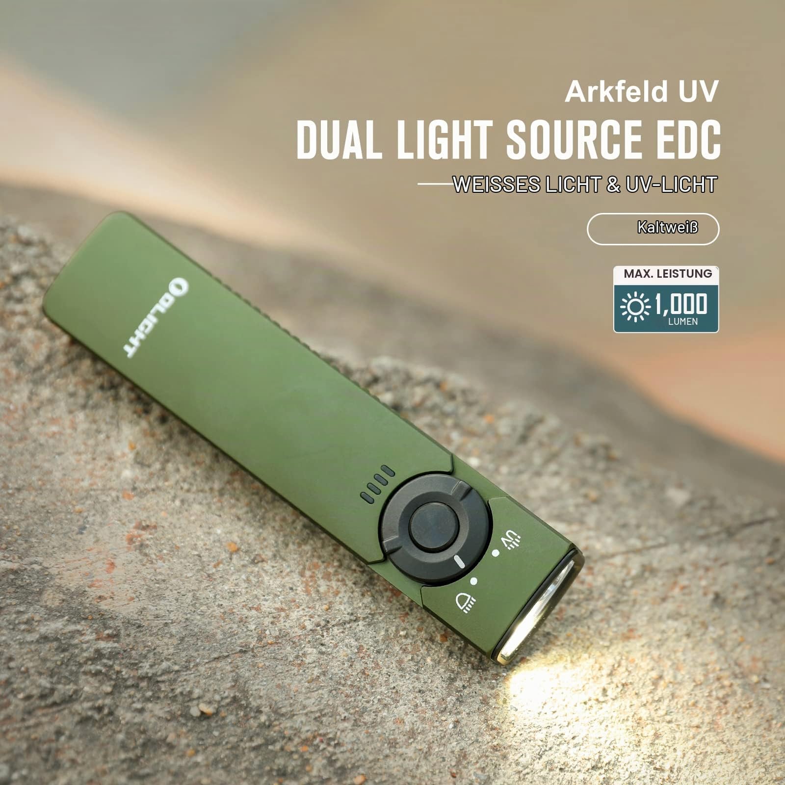 OLIGHT Arkfeld UV LED Taschenlampe Aufladbar, 1000 Lumen, 5 Lichtquelle