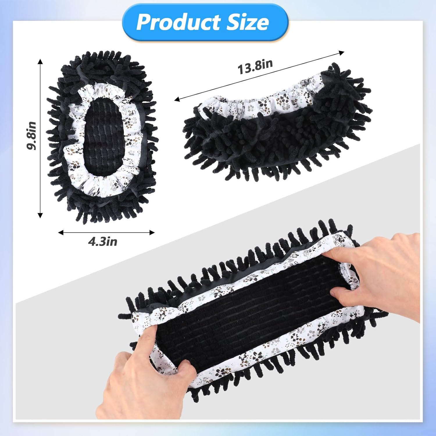 8 Pcs Mop Slippers Shoes Cover, Soft Washable Reusable Covers Microfiber Dust Mops Socks for Women Men Foot Hair Cleaners Sweeping Tool House Office Bathroom Kitchen Slipper Cover