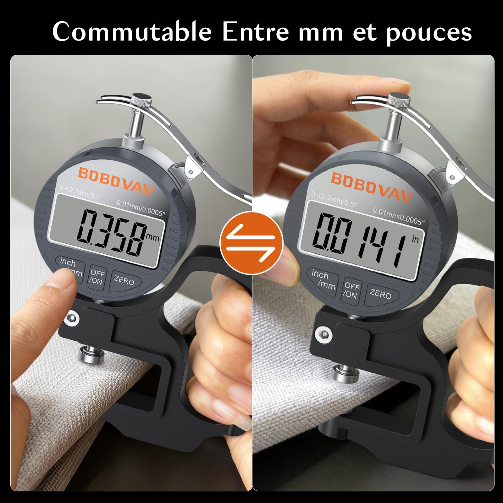 Jauge D'épaisseur Numérique Pour Papier, Cuir, Tissu, Fil Métallique Outil De Mesure Plage De Mesure 0-12,7 Mm, Précision : 0,01 Mm Jauge D'épaisseur En Pouces/métrique