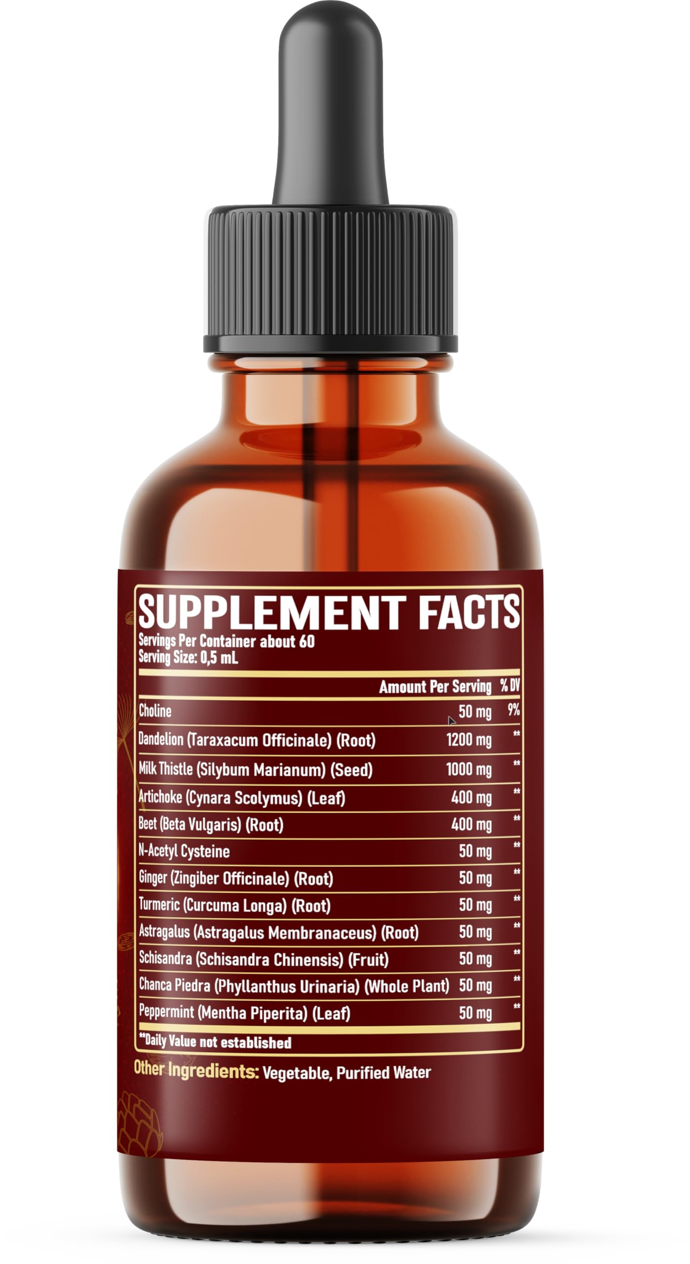 12in1 Dandelion Root Liquid Extract with Milk Thistle, Artichoke Extract, Turmeric, Beet Root, N-Acetyl Cysteine and 6 More Herbals - 1 FL Oz - 60 Days Supply — Amazon image 8