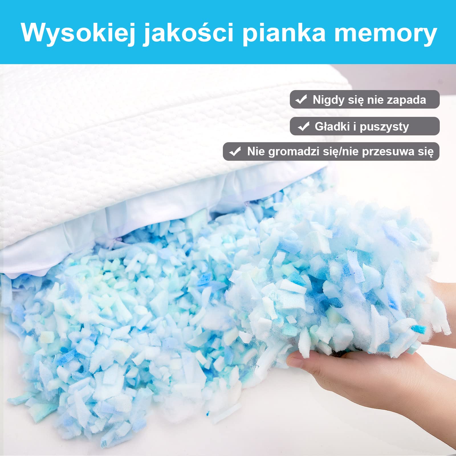 Clieey Poduszki dla śpiących na boku, plecach i brzuchu. Antyzmarszczkowa poduszka żelowa, łagodząca ból szyi 【𝗥𝗲𝗴𝘂𝗹𝗮𝗿𝗻𝘆 𝗯𝗶𝗮ł𝘆 𝘀𝘁𝘆𝗹】