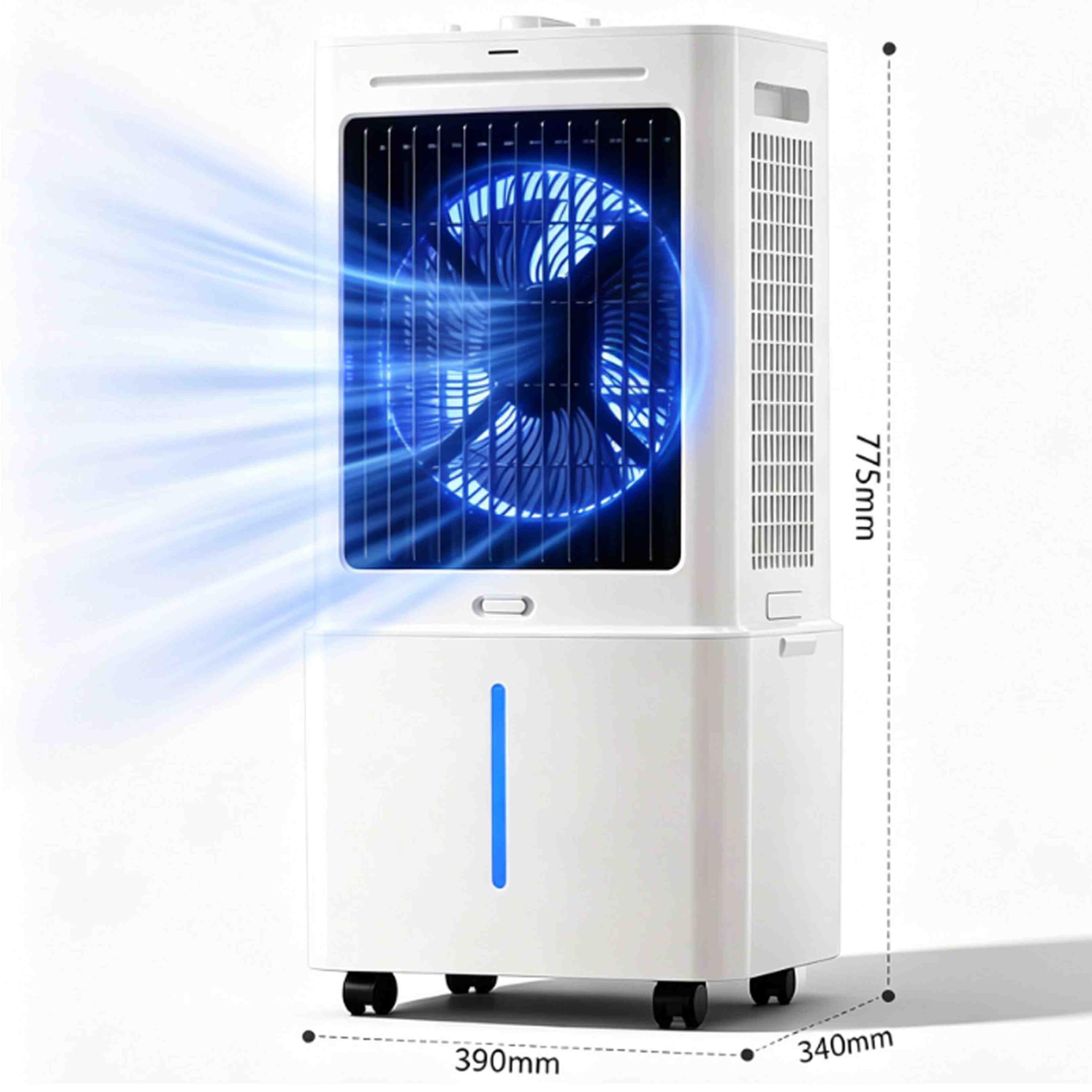 Enfriador de Aire Evaporativo 25L para Hogar, Climatizador con Mando, Temporizador 12H, 4 Bloques de Hielo, Viento Gran Angular, 75W
