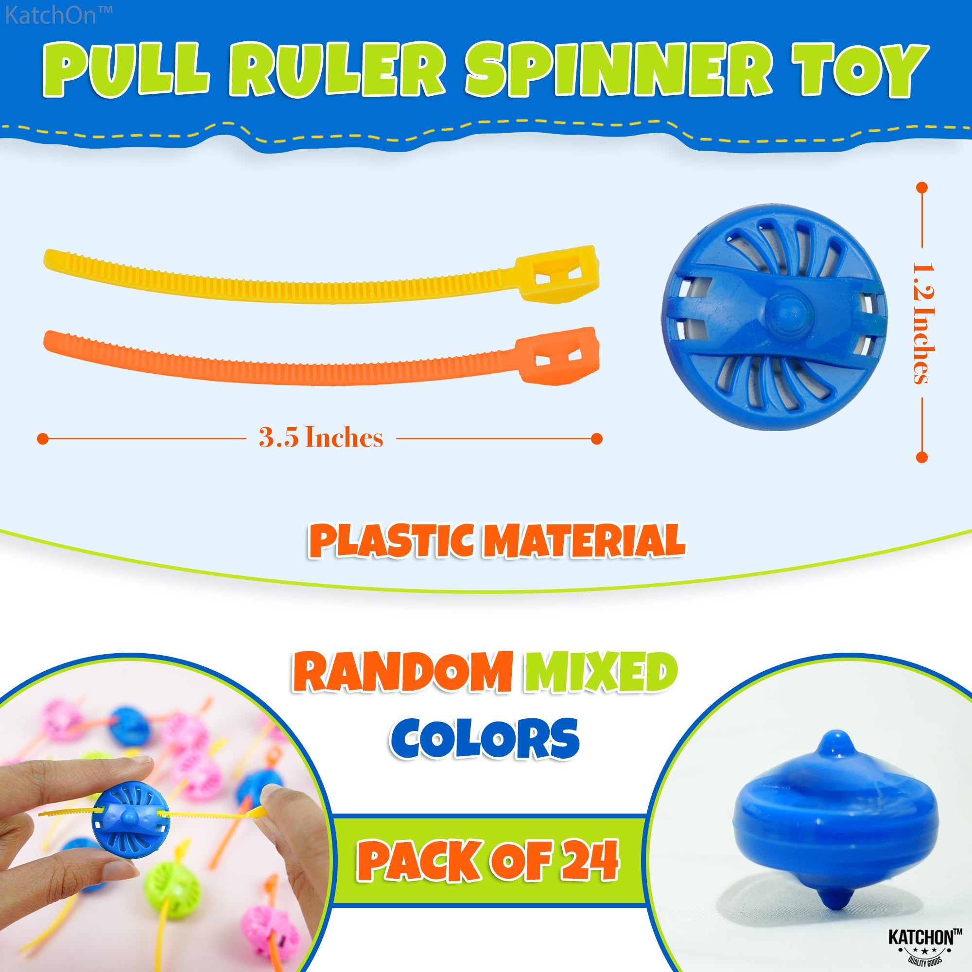KatchOn, Colorful Spinning Tops for Kids - Pack of 24 Spinners | Gyroscopes Toy, Great for Party Favors for Kids, Gifts | Pull Strip Spinning Top Toy | Birthday Goodie Bag Fillers, Classroom Prizes