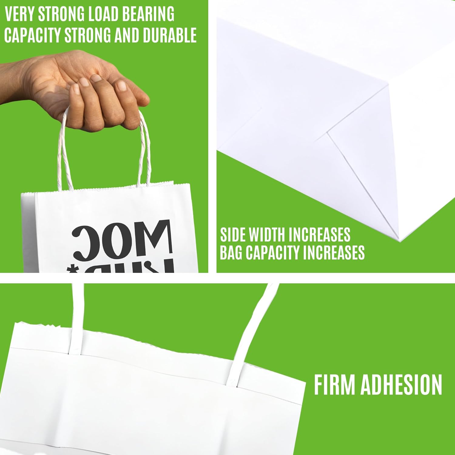 50-1000PCS Custom Paper Bags - Personalized Kraft Gift Bags with Logo, Eco-Friendly Retail Food Bags for Parties, Small Business & Birthdays, Brown Shopping Paper Bag with Handle for Thanksgiving, Christmas
