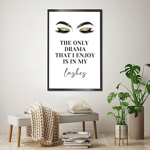 Miniatura 3 de RCVTVPV Lienzo decorativo para pared con cita de pestañas, póster con texto en inglés "The Only Drama That I Enjoy Lashes Poster Salon Makeup Print