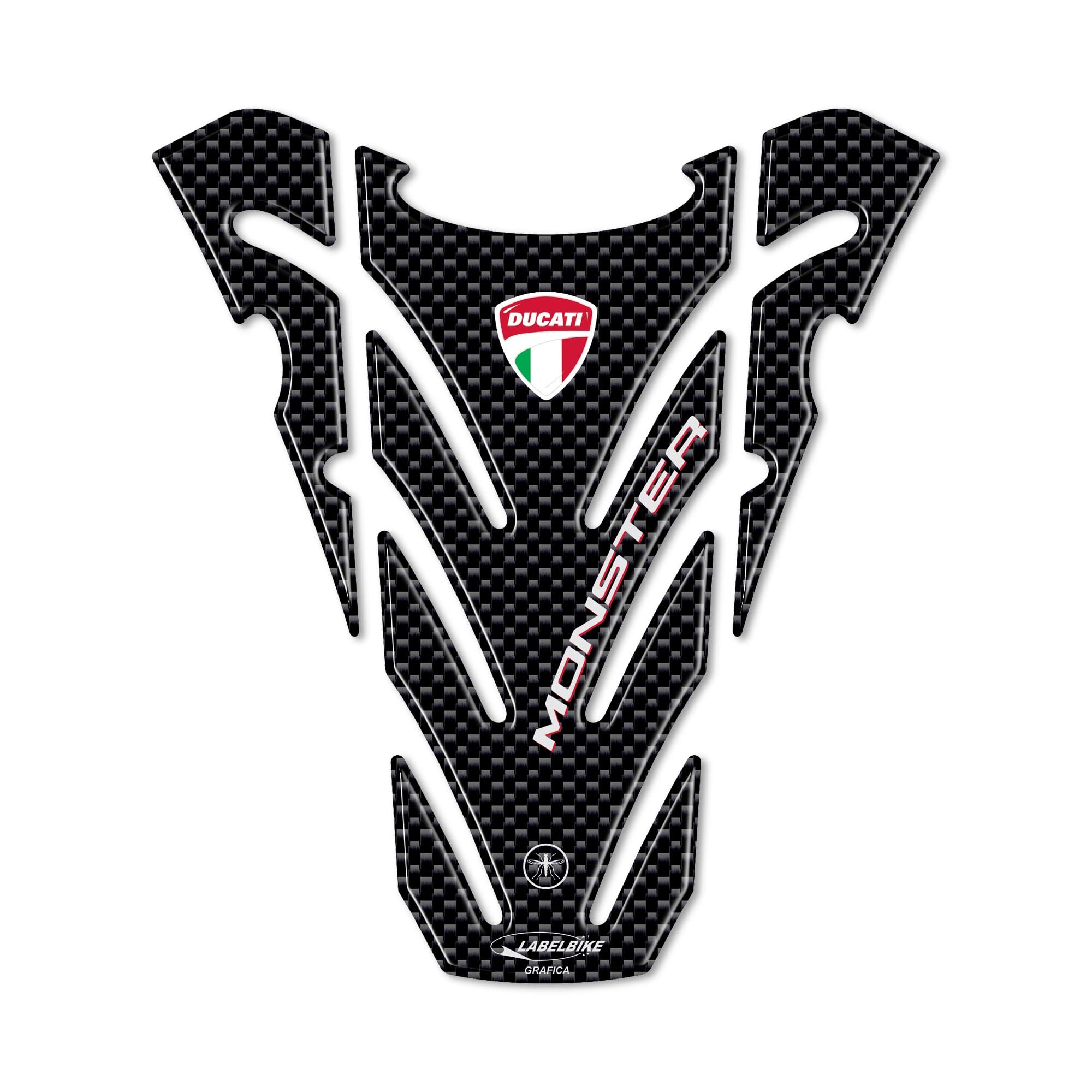 labelbike - Adesivo 3D Moto Paraserbatoio Protezione e Decorazione in Resina compatibile con Ducati Monster 696