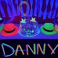 Vista 6 de Novelty Place Neon Plastic Party Hats, Fedora with Gangster Mafia Style Dark Glow Hats in Birthday, Music Party(12/24 Pack)