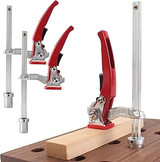 2 Pack Woodworking Quick Ratchet Bench Dog Clamps, Heavy Duty Hold Down Clamps for MFT Tables, Workbench Accessories for Wood Carving Routing Sanding