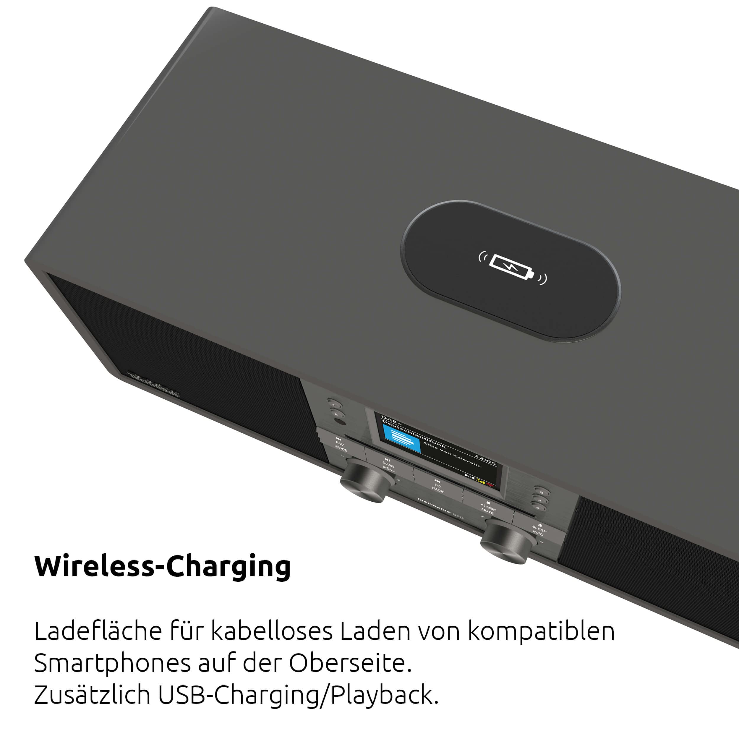 Technisat DIGITRADIO 650 - Kompaktanlage mit 70 Watt 2.1 Lautsprecher-System (Musik-Anlage mit Internetradio, DAB+, UKW, CD-Player, Bluetooth, App-Steuerung, Qi Ladestation, Spotify & Amazon Music)