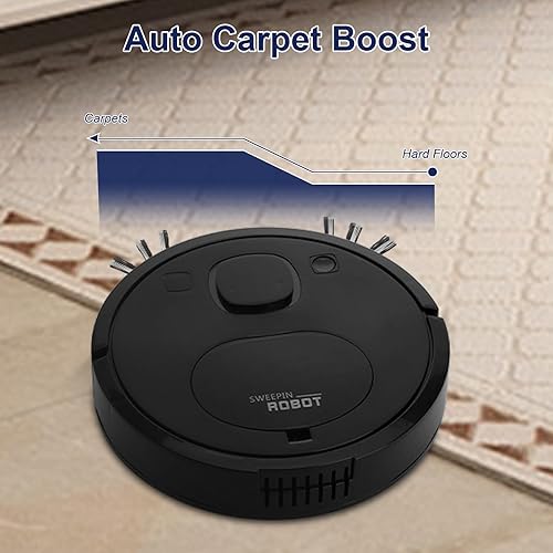 Miniatura 6 de Aspirador robótico, robot aspirador y trapeador, evita obstáculos avanzados, diseño de aspiradora robótica delgada, succión sin enredos, ideal para