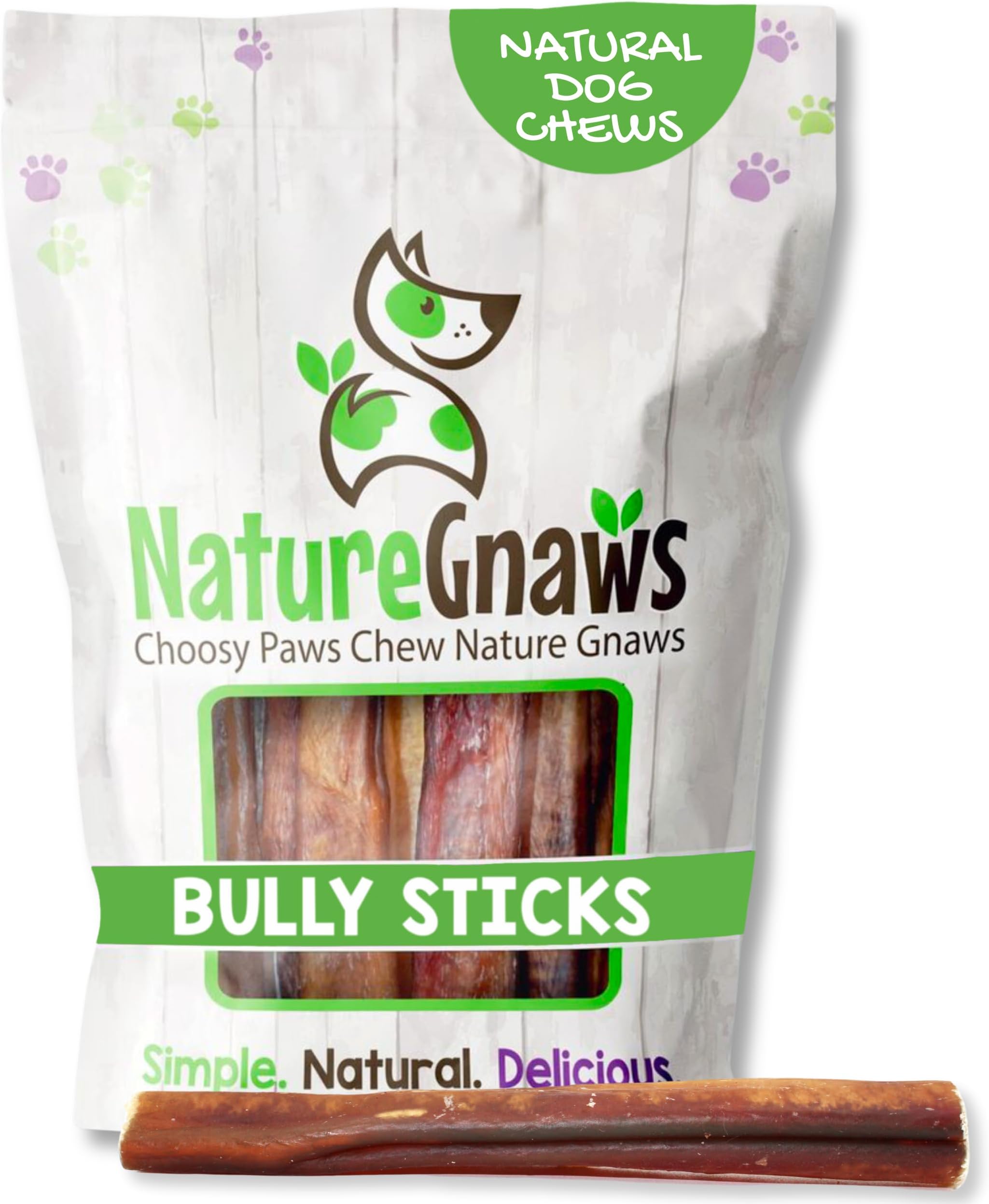 Nature Gnaws Extra Large Bully Sticks for Dogs 5-6" (6 Count) - Thick Long Lasting for Aggressive Chewers and Heavy Chewers - Natural Beef Dog Chew Bones