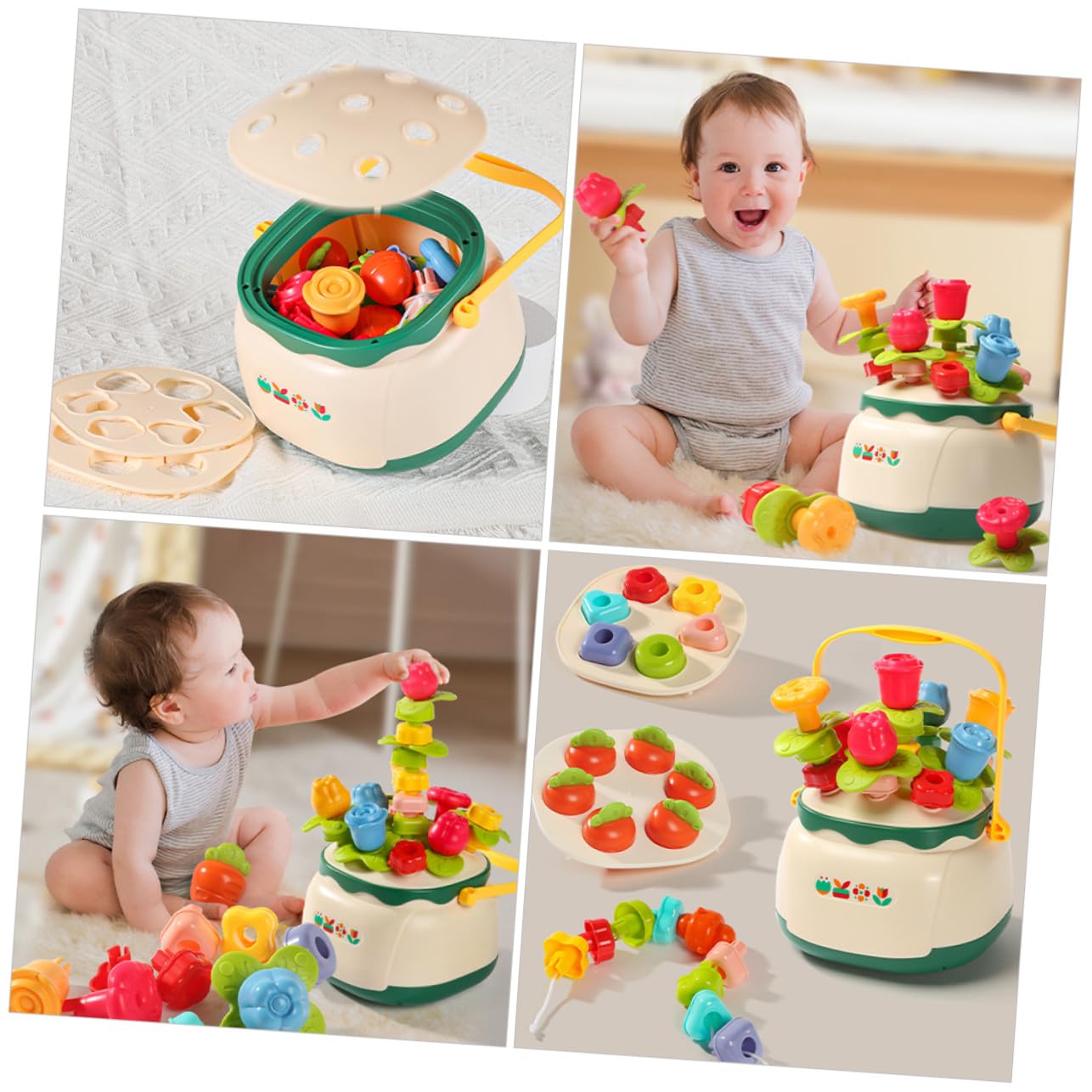 Beaupretty Montessori de Juguete Sensorial Infantil Forma de Flor con Clasificación y Ensartado Apilable para Desarrollo Cognitivo y Motricidad Fina