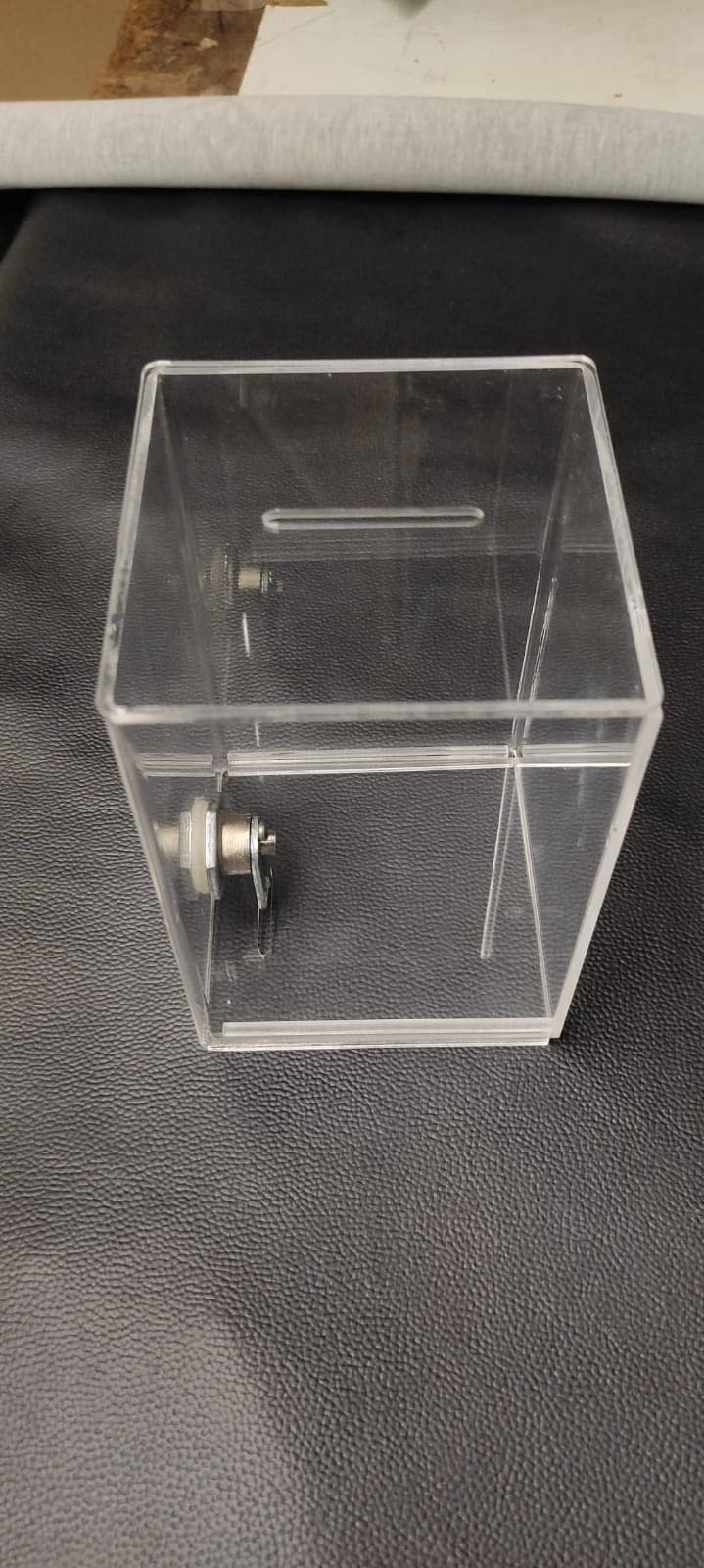 Donation Box 6 Height *4 Width (Inches) Size 3 Mm Thickness With Eclectic Lock Two Keys Pack Of 1,Movabile Lock., Transparent