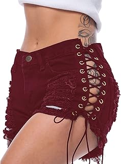 red denim shorts womens