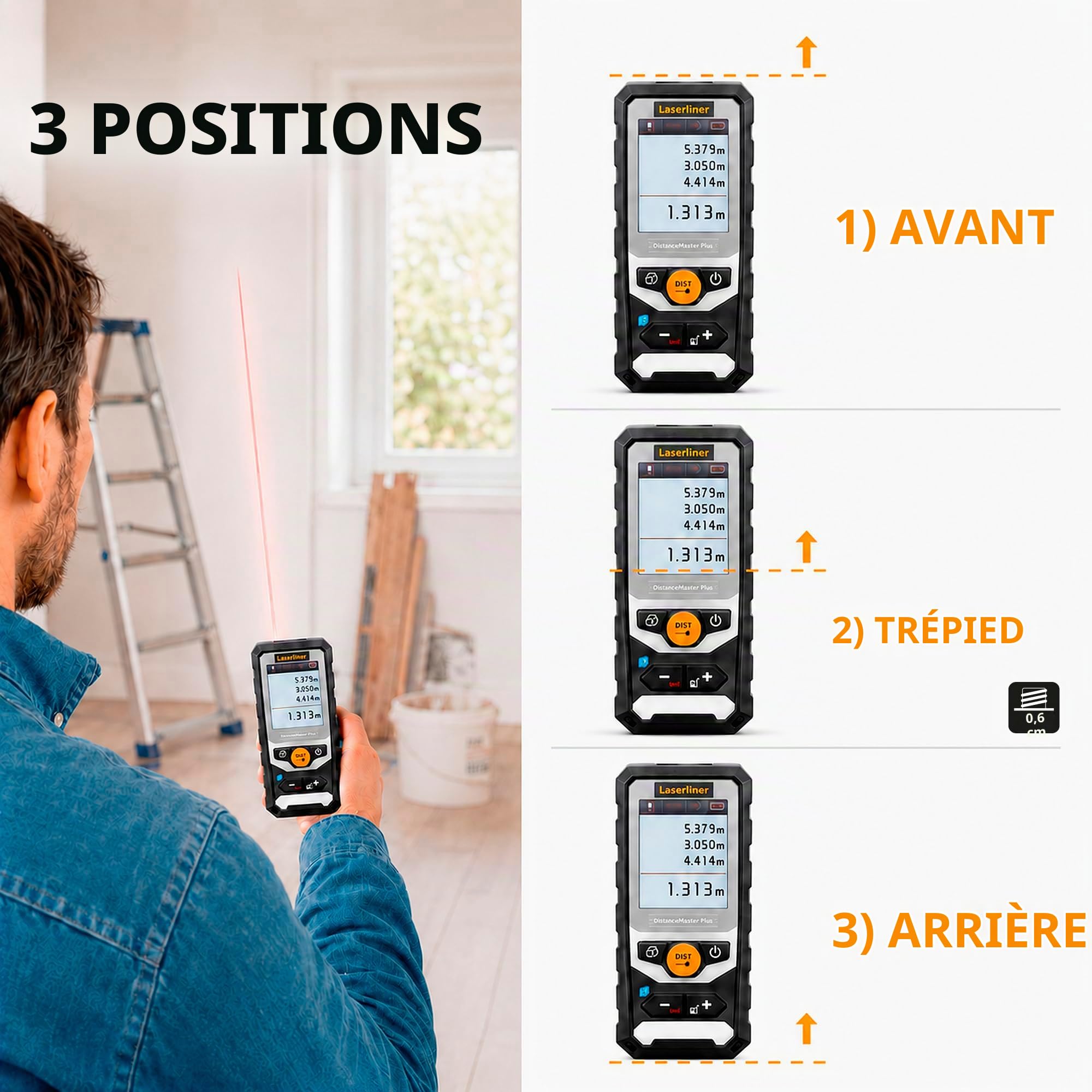 Laserliner Télémètre Laser DistanceMaster Plus 80 | Appareil de Mesure Numérique, Portée de 80 m, Mesure de Longueurs, Mesure de Surfaces, Mesure de Volumes