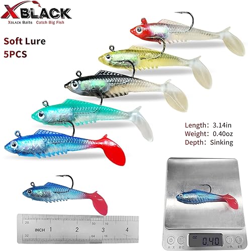 Miniatura 4 de Juego de señuelos de pesca duros, minnow Popper articulados VIB camarones ranas Crankbaits para principiantes principiantes, XBLACK Baits, atrapa