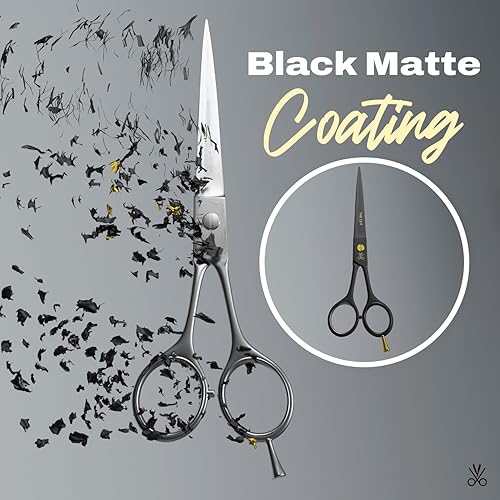 Miniatura 6 de The Cut Factory - Tijeras de peluquería de lujo de color negro mate de 6.5 pulgadas, tijeras de peluquería de acero de alto carbono ultra afiladas