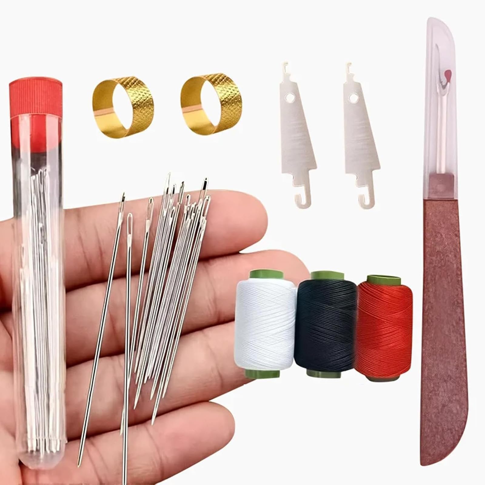 Stainless Steel Needles for Hand Sewing Kit, Big Eye Steel Sewing Needles Kit, 37pcs Sewing Tool Set, for Beginners, Professional DIY Lovers (1set)
