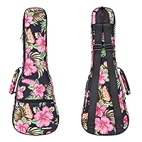 Vista 10 de CloudMusic Funda para ukelele - Mochila acolchada para concierto de 23 pulgadas (concierto, flores coloridas en negro)