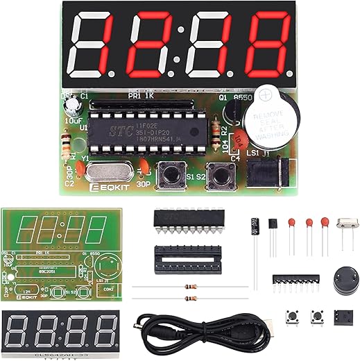 Mi OYOOW 4 Digit Digital Clock Kits with PCB, DIY Alarm Clock Soldering Project Kit for Learning