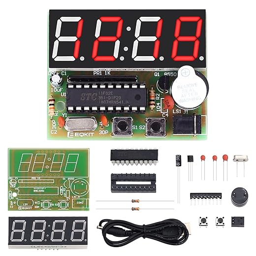 Mi OYOOW 4 Digit Digital Clock Kits with PCB, DIY Alarm Clock Soldering Project Kit for Learning