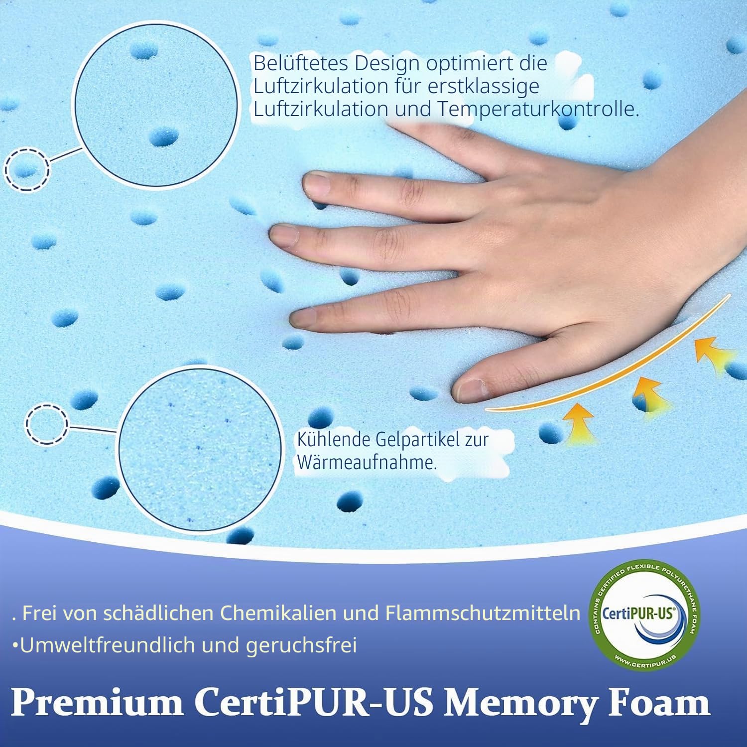 Hapiclody Flaches Kopfkissen aus Memory Foam, Dünnes Kissen für Bauch- und Rückenschläfer, Kühlend & Atmungsaktiv, Abnehmbarer Bezug Waschbar, 40x80 cm