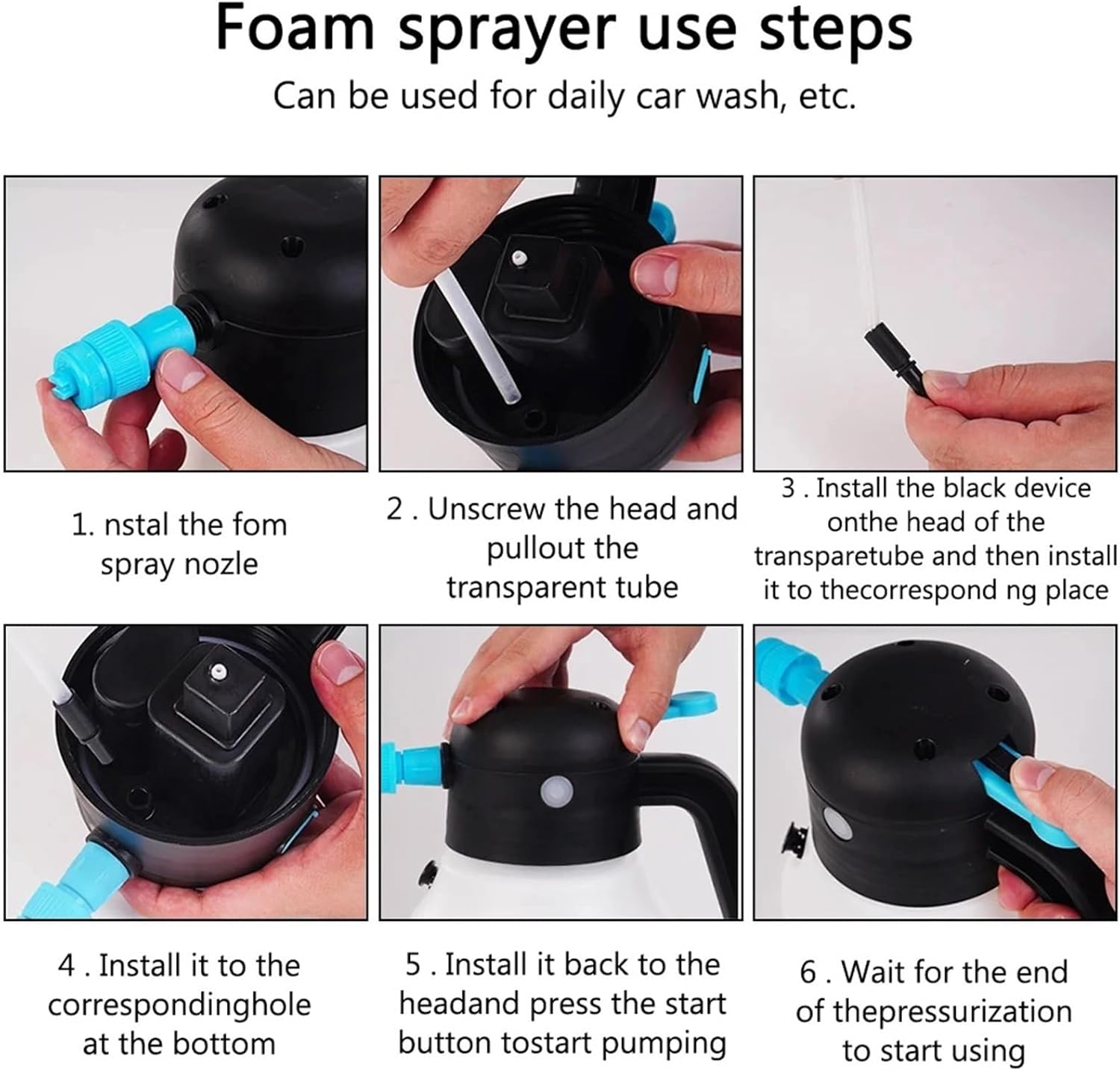 Foam Sprayer, 2PCS Car Washing Foam Sprinkling Pot Bottle Watering Cans 1.8L Sprayer Electric Cleaning Manual,Car Washing