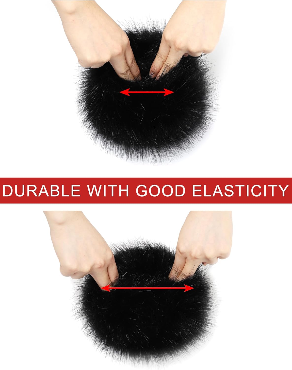 sy soul young Women's Faux Fur Wrist Cuffs Winter Fox Furry Wristbands Fluffy Fur Cuff Bracelet Arm Warmer Accessories - Image 4