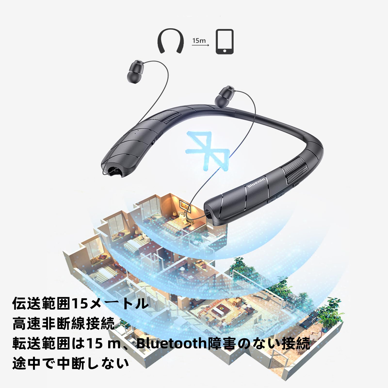 Amazon.co.jp: ネックイヤホン 内蔵32Gカード 首掛けスピーカー ノイズ