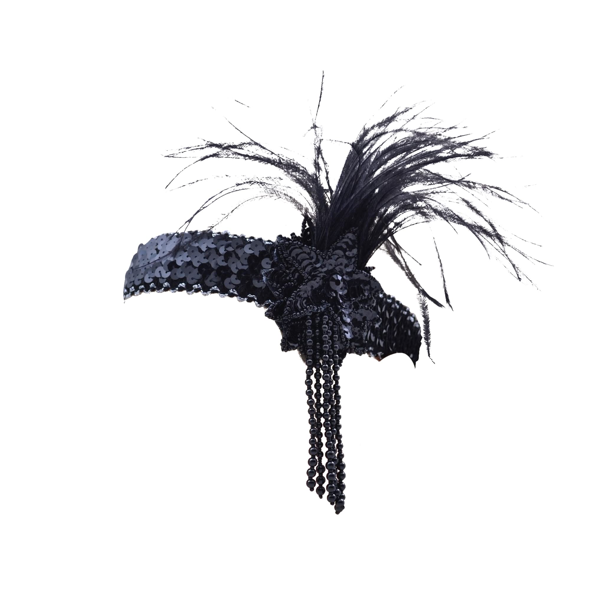 Deluxe Black Flapper Sequin Band, 1 Pc. - Beautiful Headpiece, Perfect Accessory for Gatsby Parties, 1920z-Themed Events, & More Halloween