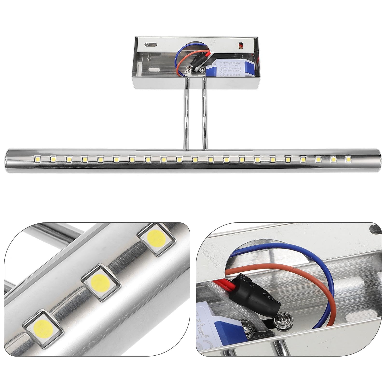 Housoutil Applique Murale et Facile à Installer Argentée LED Lumière Uniforme 5w en Acier Inoxydable Décoration Moderne pour Miroir de Salle de Bain pour Salle de Bain