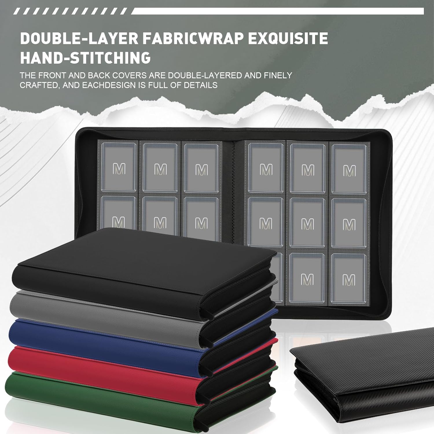 Toploader Binder,Trading Card Binder Storage Hold up 288 Cards 9-Pocket Top Loader Binder with Sleeves for 3"x4" Rigid Toploaders Hard Cases (9Dark Grey)
