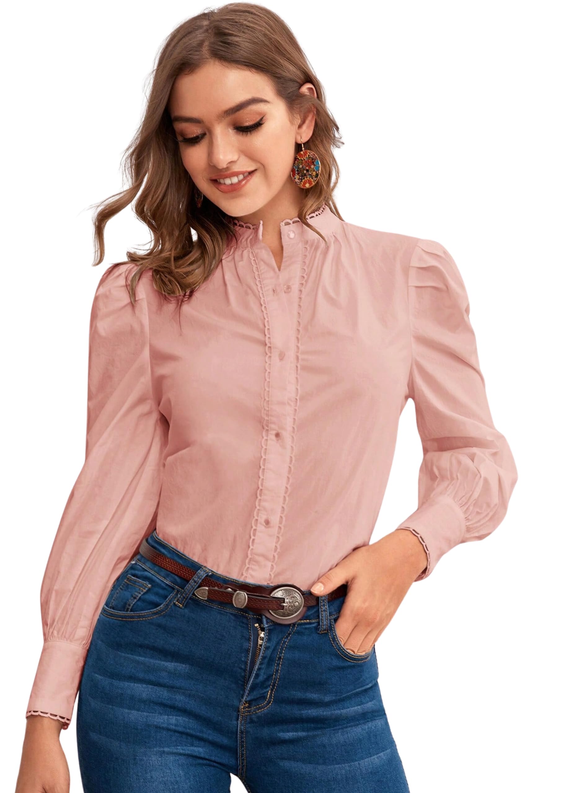 Women's Solid Button Front Shirts