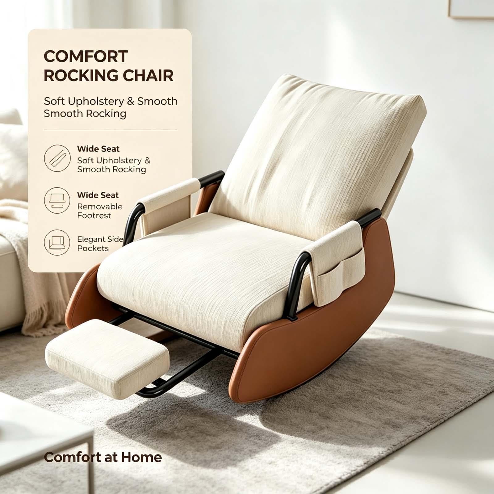 Fauteuil à bascule avec repose-pieds, fauteuil inclinable ergonomique