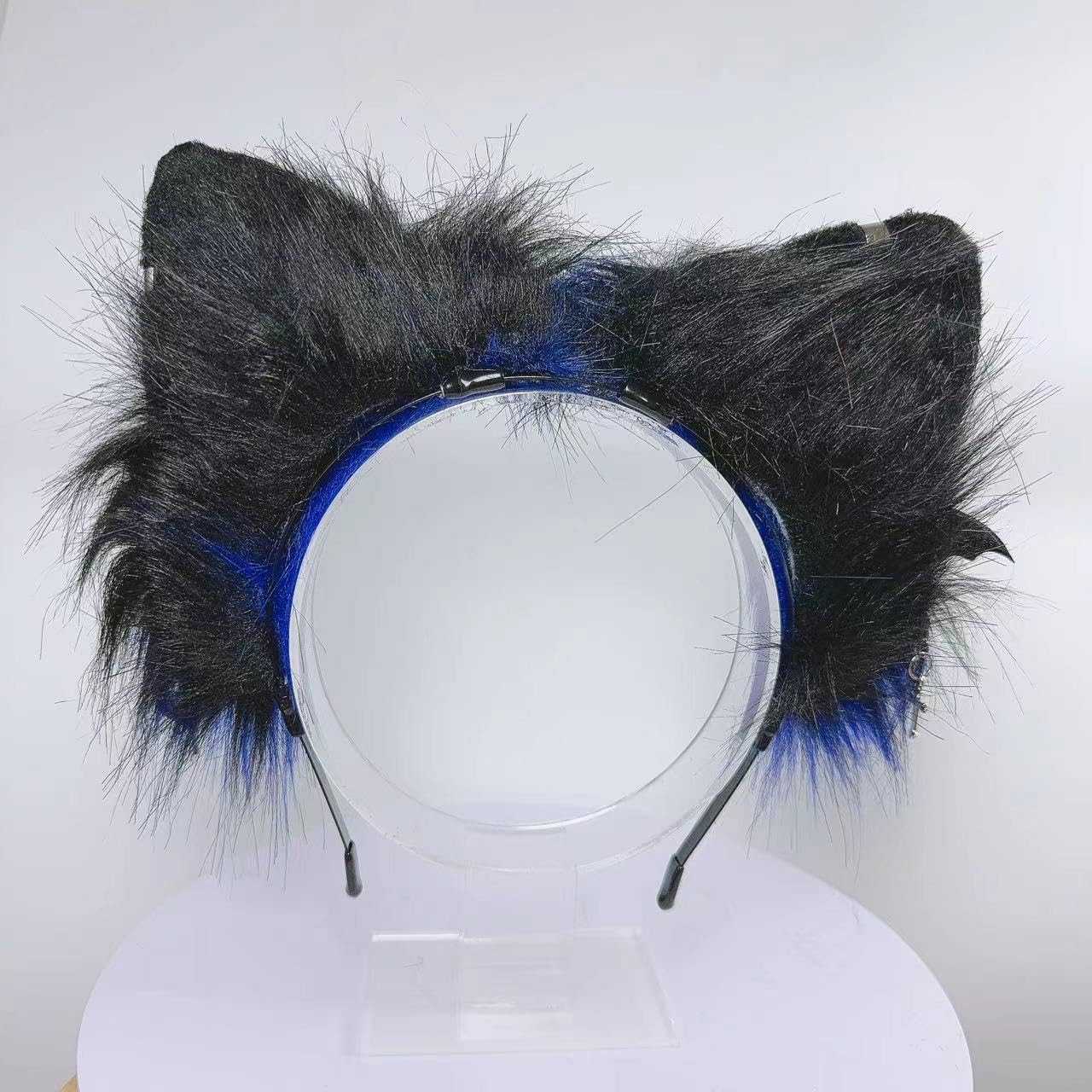 Ekwikzz Wolf Ears Tail Set Fox Wolf Headbands Clips Fluffy Cosplay Costumes, Gothic Punk Accessories for Halloween: Gem D Bu Bl