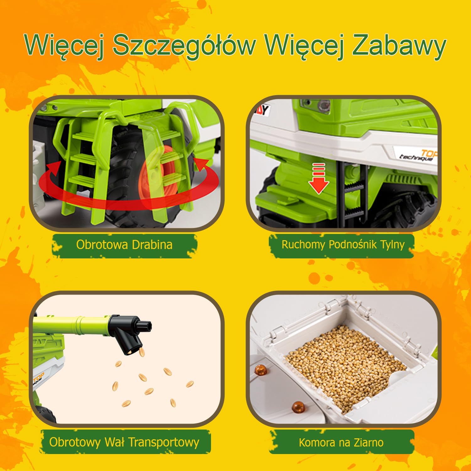 Zdalnie sterowany traktor kombajn zbożowy, traktor zdalnie sterowany kombajn od 3-6 lat, kombajn zabawka, rc buldog, Pojazd, Farma, Rolnictwo, Ciągnik, Maszyna żniwna, Praca w polu, Zabawka