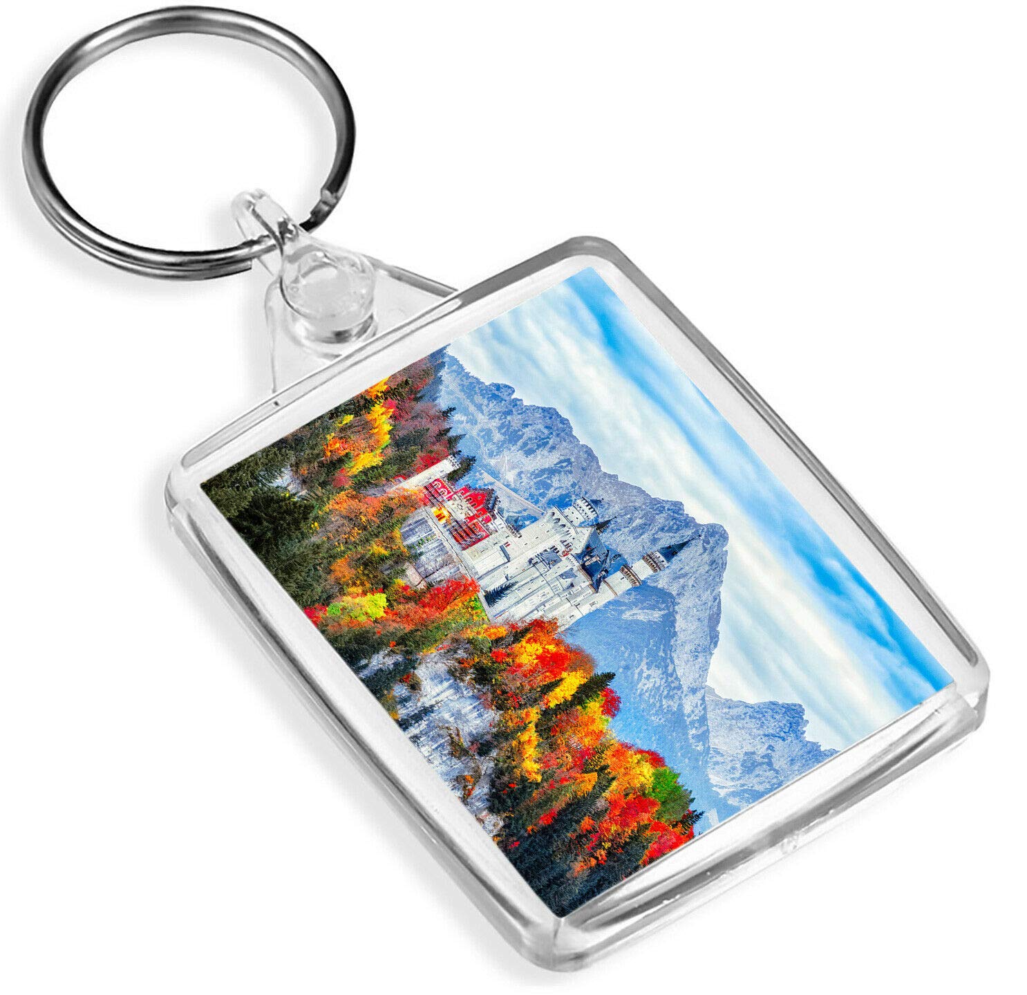 Destination Vinyl Keyrings Unisex Multi Neuschwanstein Castle Keyring German Germany Mountains Travel Keyring #8854