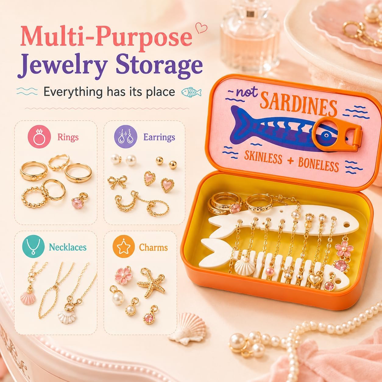 2027 New Sardines Travel Jewelry Case, Mini Organizer for Rings (Dark Green + Light Green,XL) image 4