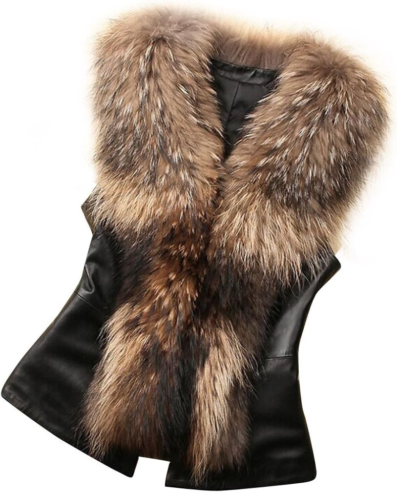 LEXUPE Women Autumn Winter Warm Warm Comfortable Coat Casual Fashion Jacket Faux Fur Vest Sleeveless Body Waistcoat Gilet